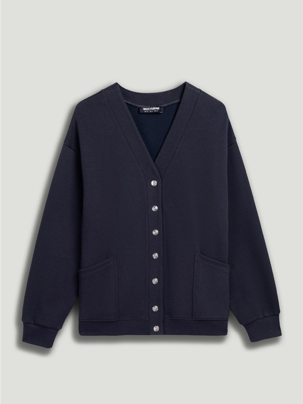 Nocturne Navy V-Neck Button Front Cardigan Jacket